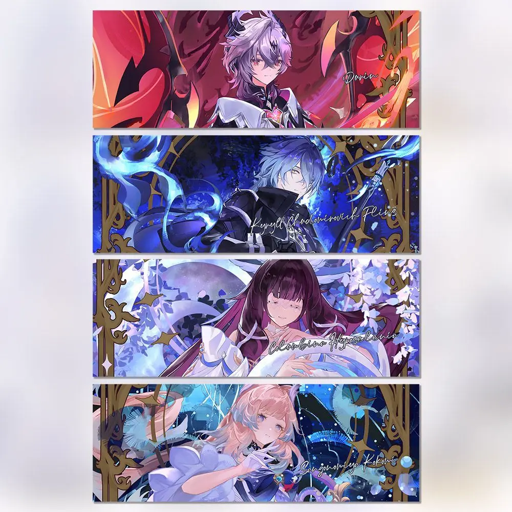 4Pcs/Lot Laser Ticket Set Kuutar Moon Maiden Kyryll Chudomirovich Flins Durin Sangonomiya Kokomi Anime Game Bookmark