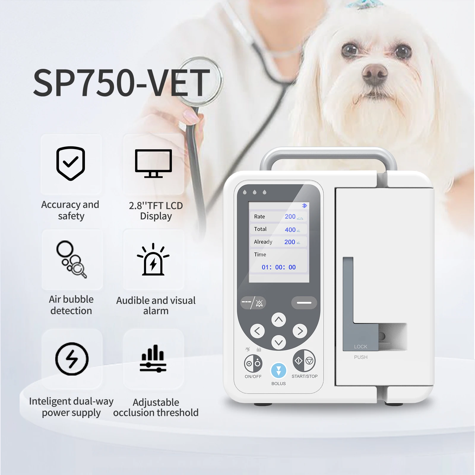 CONTEC Veterinary Infusion Pump Standard IV Fluid Control With Alarm SP750 Hospital Clinic Using Accurate