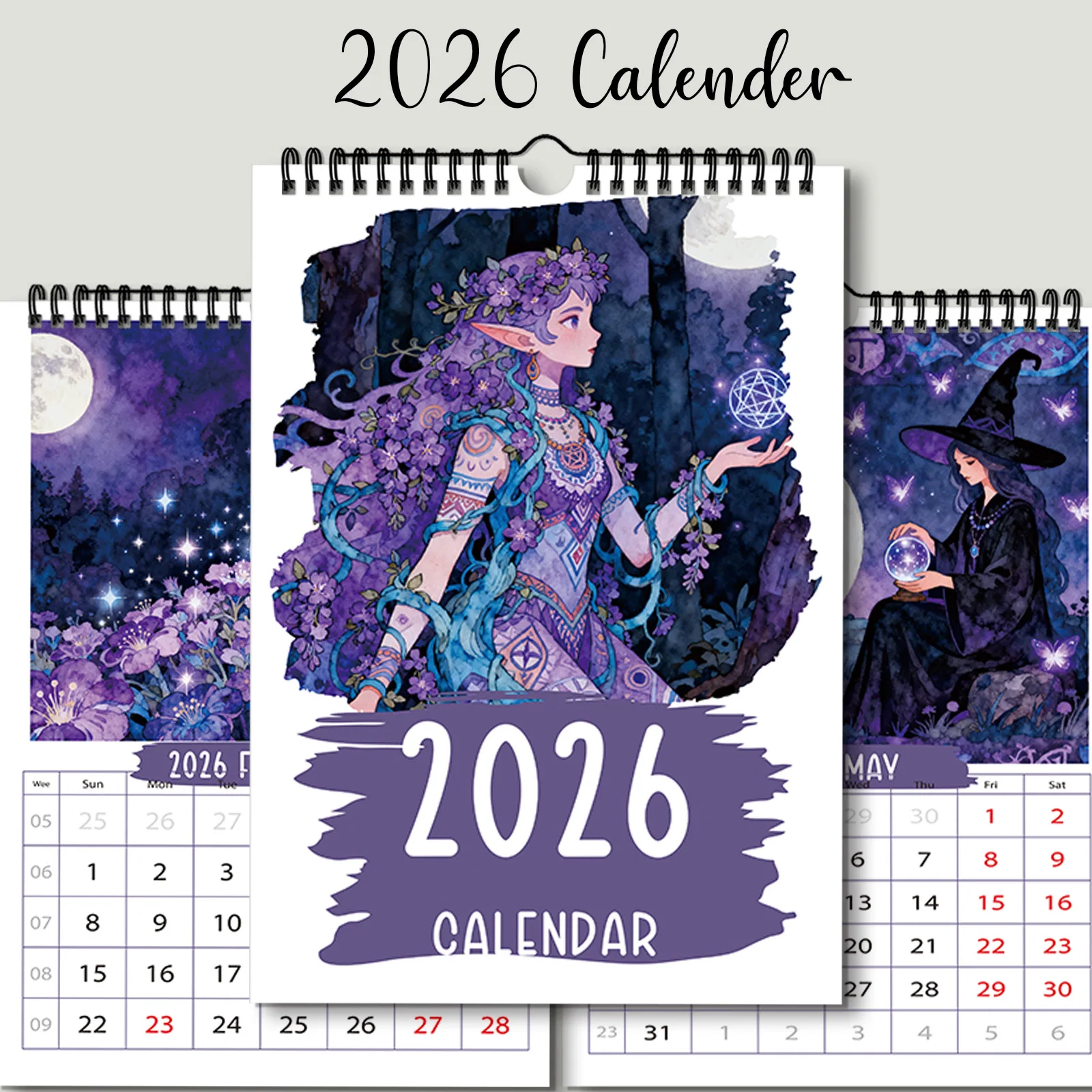 ปฏิทินแฟนตาซีแสนน่าหลงใหล 1 ชิ้น ปี 2026 เหมาะสำหรับตกแต่งสตูดิโอสร้างสรรค์และมุมบ้านแสนอบอุ่น เหมาะสำหรับแฟนๆ แฟนตาซี