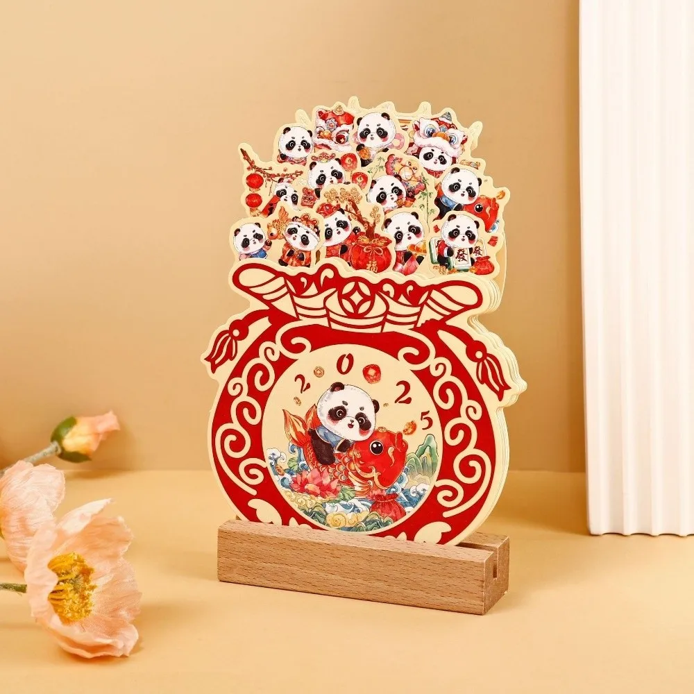 Wooden Stand Flowers Desk Calendar Card Insert Traditional Vase-Like Calendar Paper Craft Mini Desk Calendar New Year