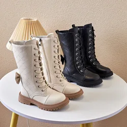 Autunno inverno ragazze stivali Casual sfilata di moda bambini stivali alti arco scarpe da principessa antivento impermeabile scarpe per bambini all'aperto