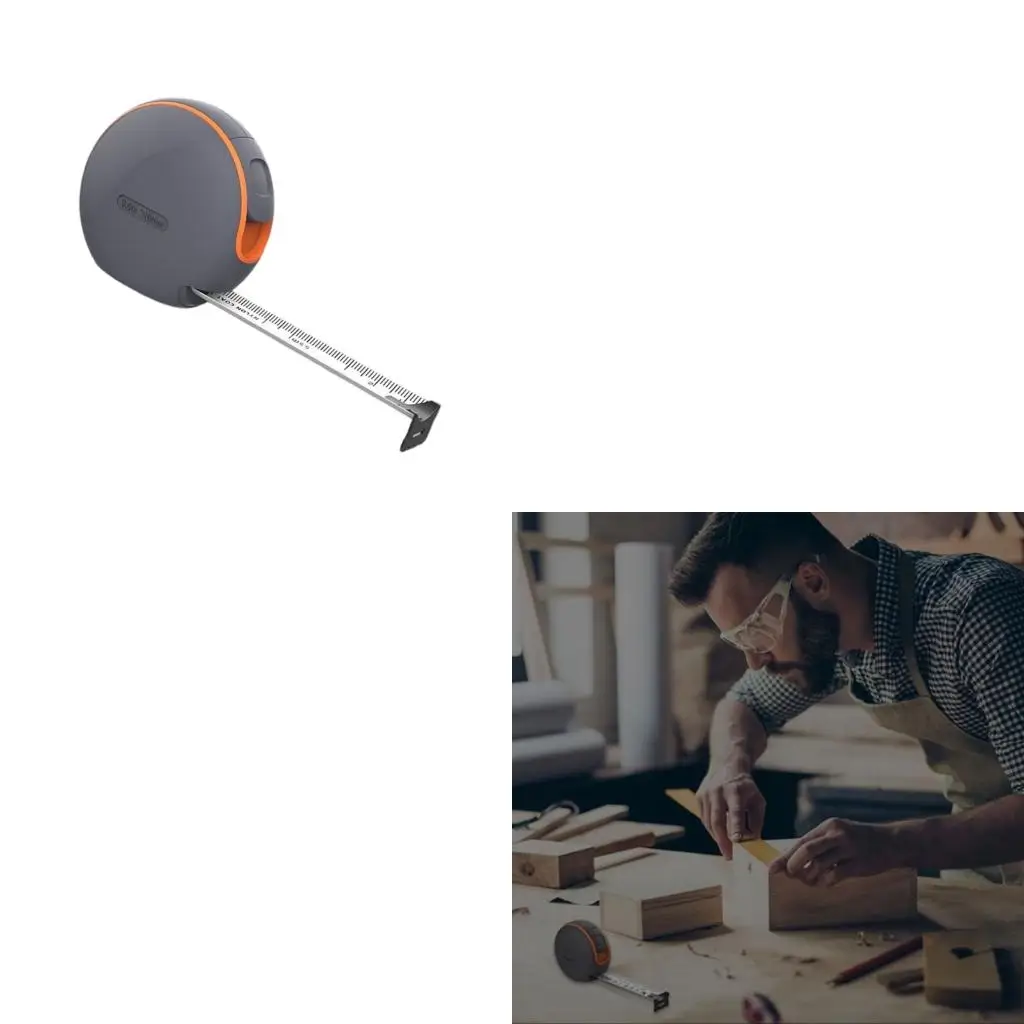 Coated Steel Tape Measure with Brake Control, Clear Scale Face and Rubber Grip for Layout and Fitting Tasks Daily high quality