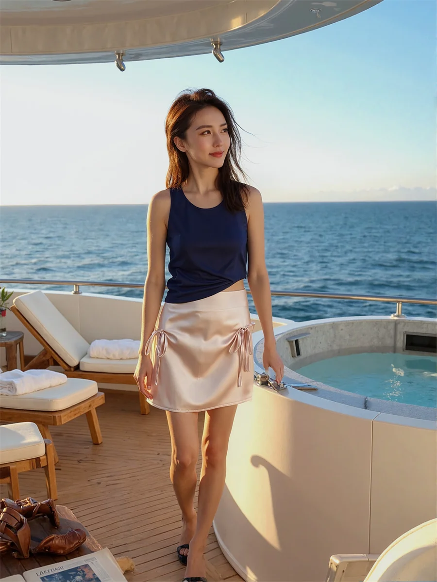 التنانير النسائية الصغيرة الصلبة الناعمة ذات الطبقات المزدوجة الشبكية الكشكشة الخصر زين كعكة الفنية الحديثة أنيقة الأنثوية الصيف الأنيق