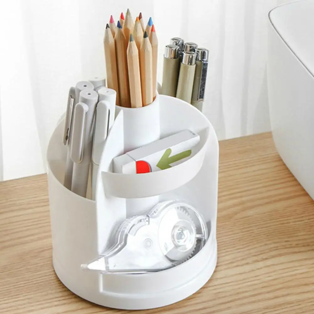 Pen Holder Makeup Organizer Creative Multi-Grid Design 360-degree Rotatable Versatile Storage Box School Office Pen Stand