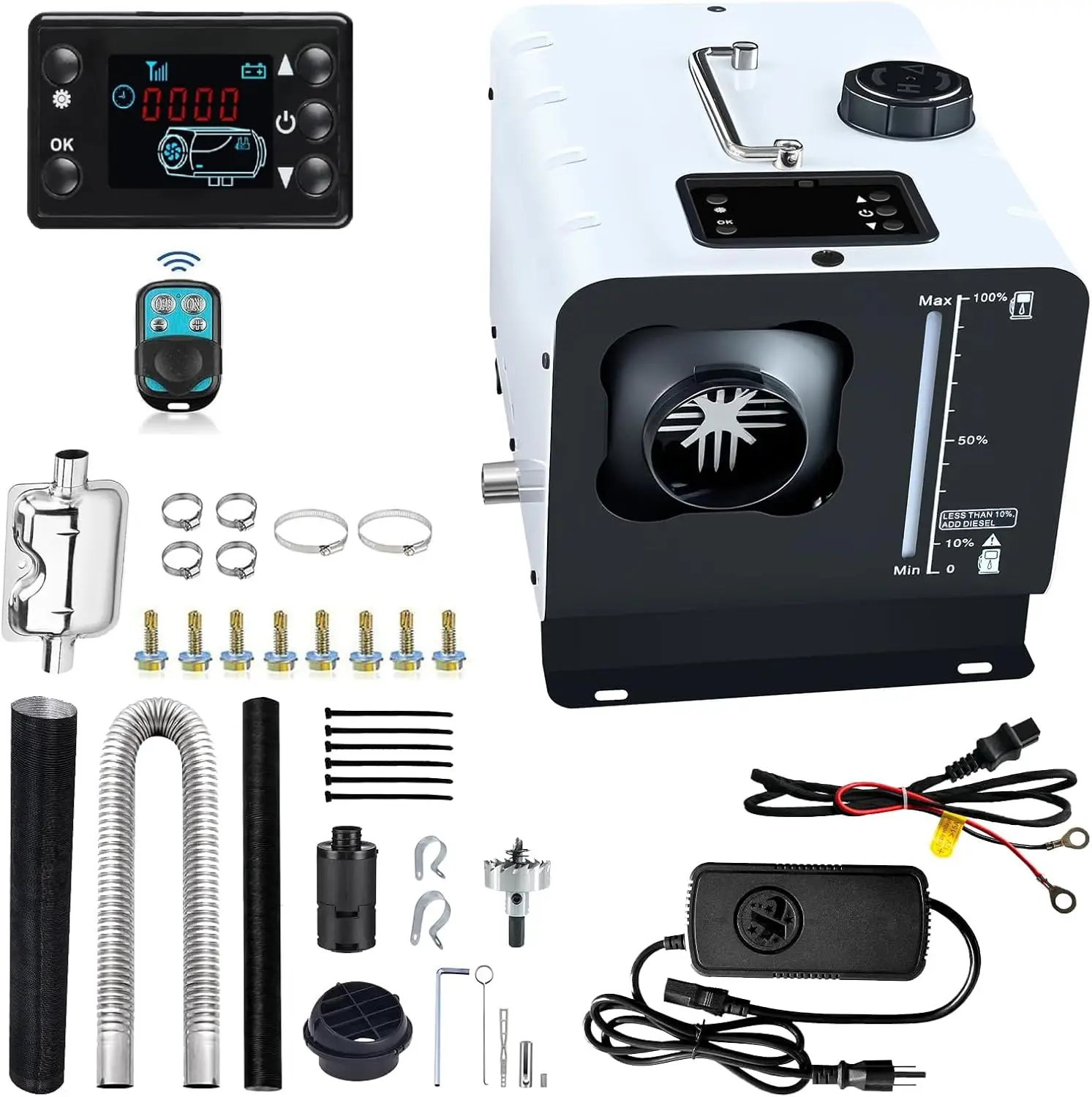 سخان هواء 12 فولت/110 فولت مزدوج 8 كيلو وات مع شاشة LCD للمركبات الترفيهية والمقطورة والشاحنة والقارب #1