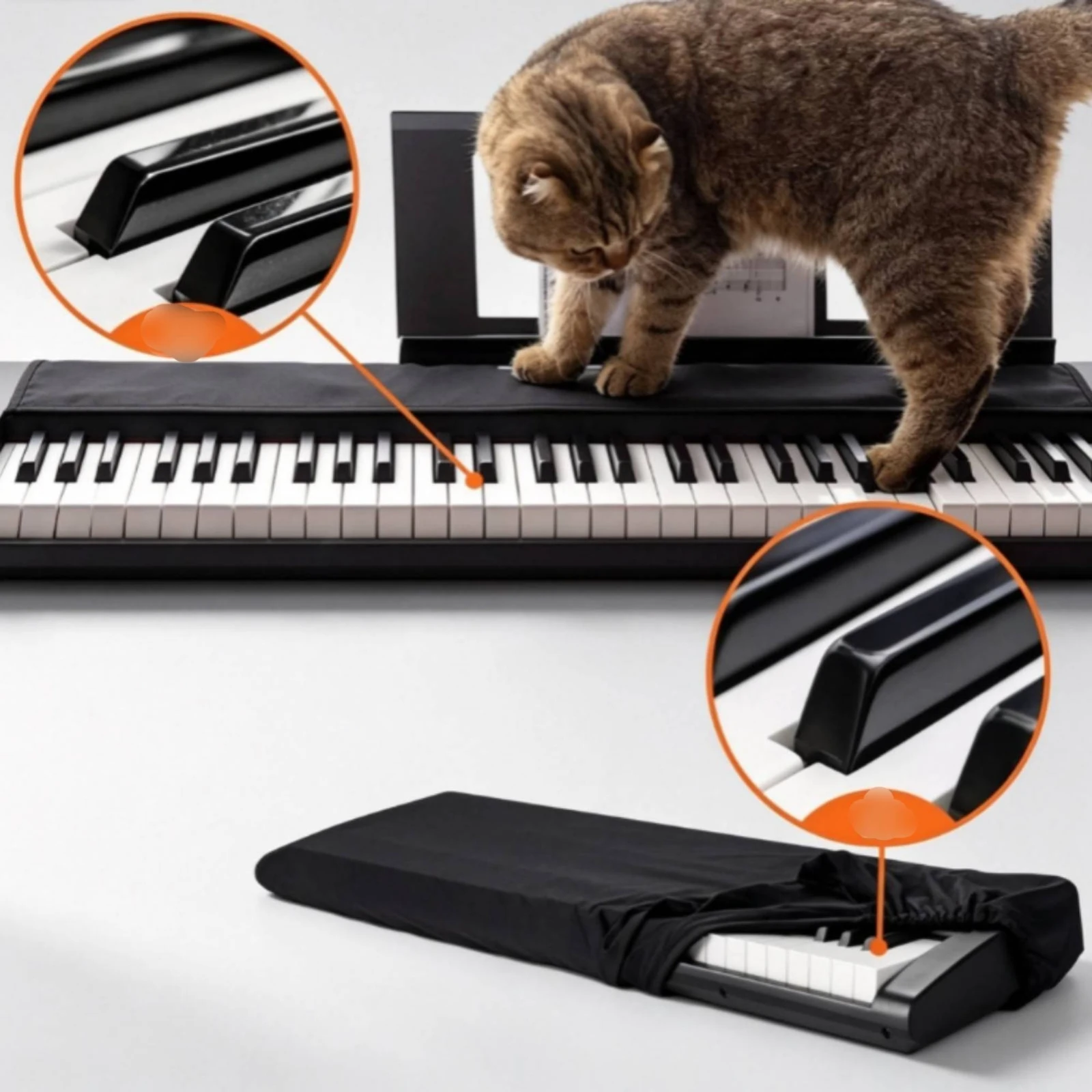 Piano Keyboard Dust Cover Stretchable Electronic Keyboard Cover with Drawstring Adjustable Long-Lasting for Keyboardists
