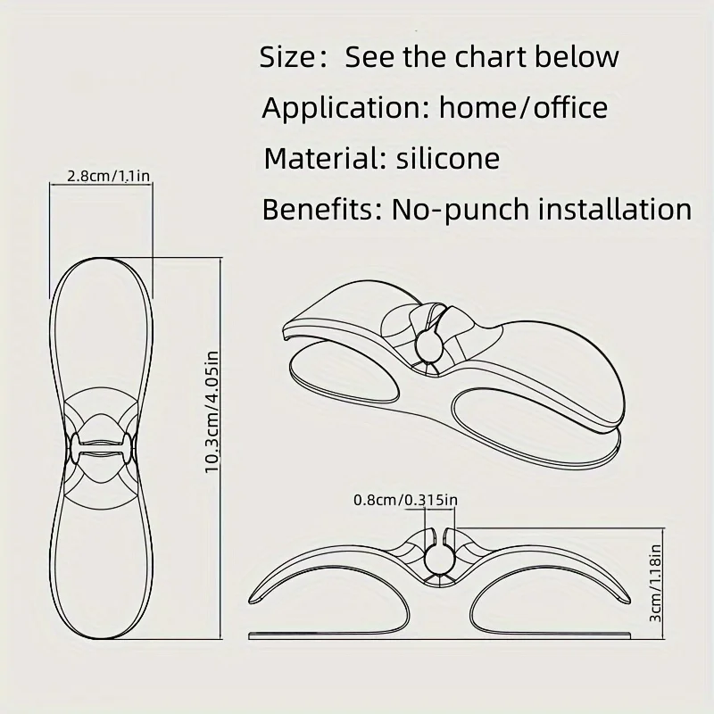 قطعة واحدة من منظم سلك السيليكون متعدد الأغراض - سهل الالتصاق، تركيب بدون ثقب - إدارة سلك مرتب ومتين للمنزل