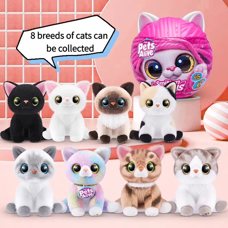 

Интерактивная мягкая игрушка Zuru Pet Wool Cat Girl Nurture Play с 10 звуками, голосами персонажей, для детей, подарок на день рождения, распаковка