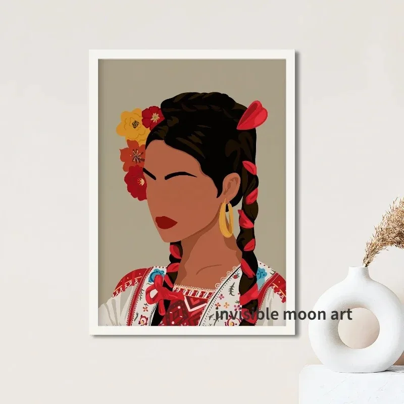 Mexican Woman Portrait Hispanic Art Dancing Girl Folklore Art Posters Canvas Painting Wall Prints Picture Living Room Home Decor