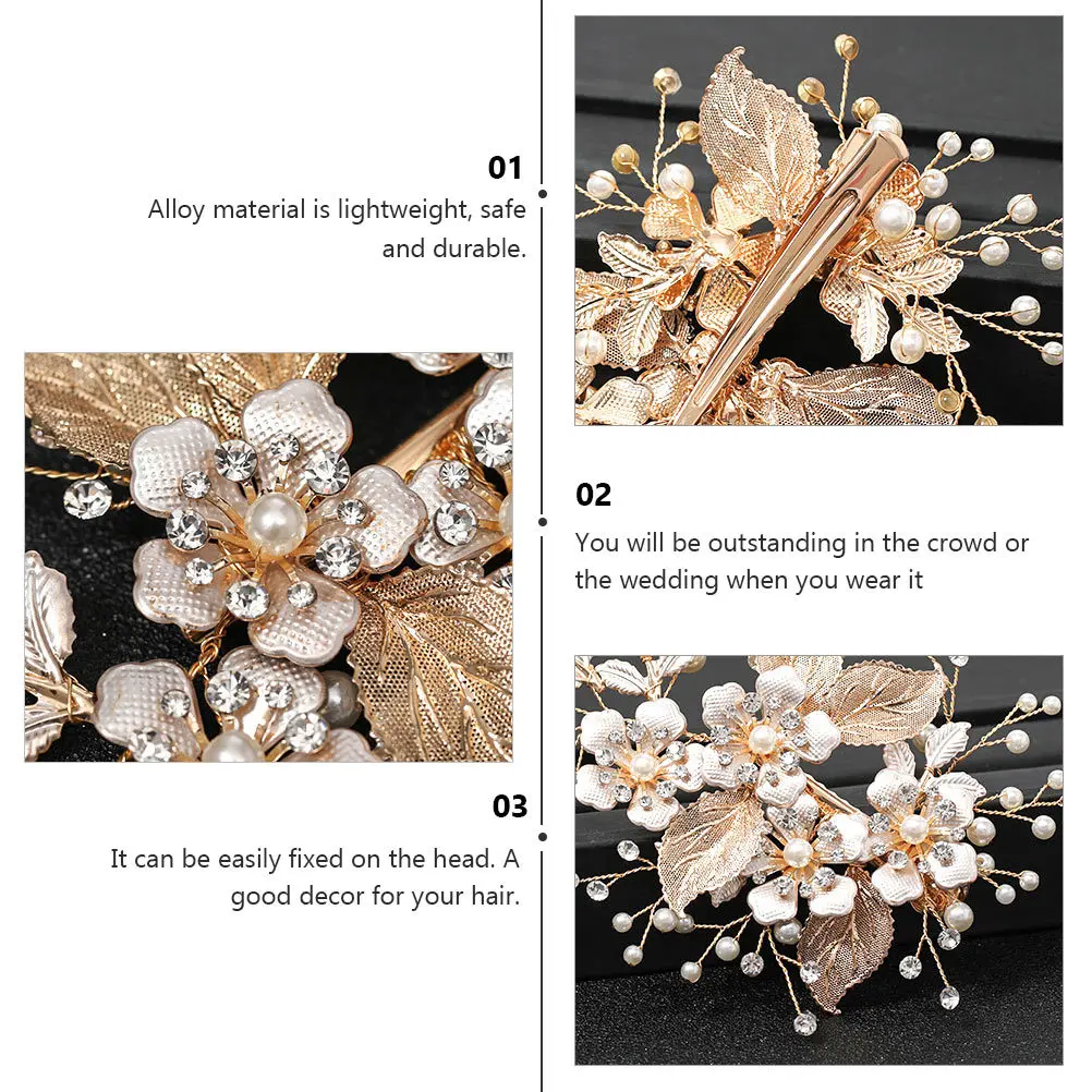 

Flower Hair Clips For Women Wedding Bride Hairpin Elegant Lady Barrette Simulated Bloom Decor Party Hair Accessories