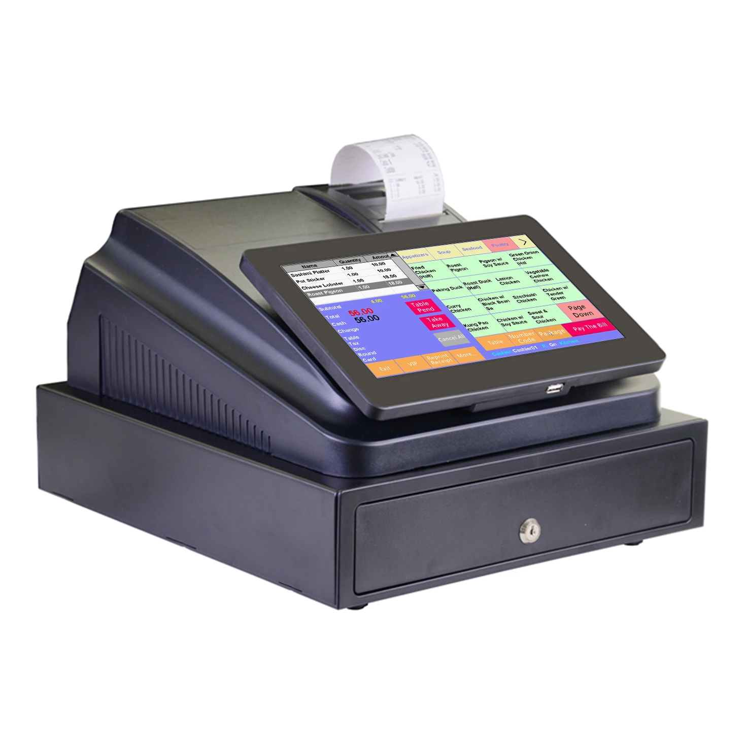 

Electronic POS System Cash Register Flat Keyboard Quick Load Thermal Printer Compact Size for Retail and Restaurant Industries