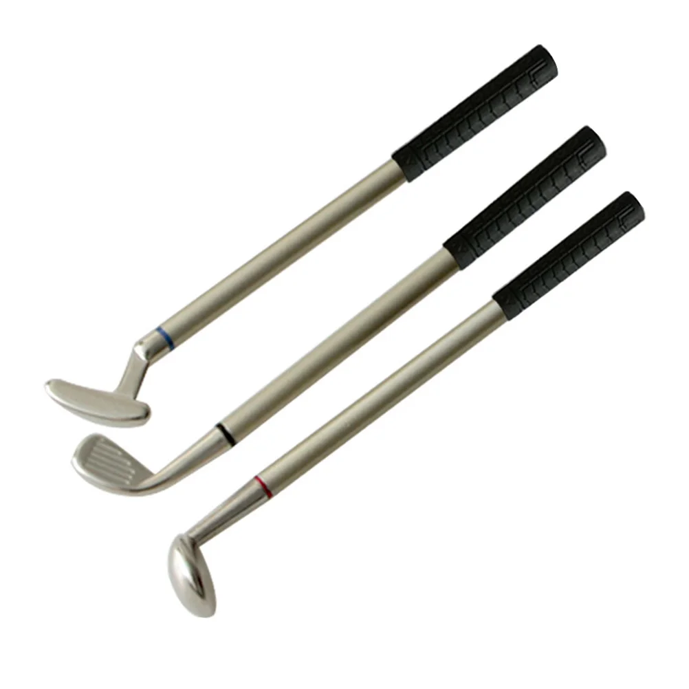 

3 шт., креативные подарочные ручки для гольфа, шариковая ручка, черный, красный, синий, настольное украшение с мини-файлкой, офисная сувенирная ручка