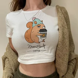 Squirrel korean fashion graphic yk2 crop top Female trashy gothic goth fairy grunge clothing