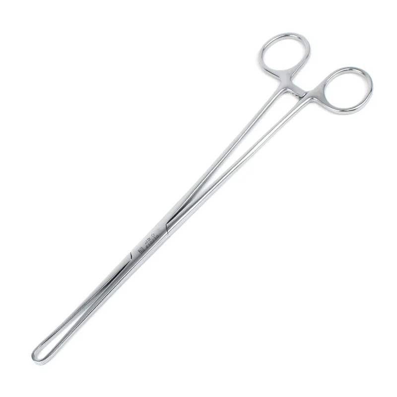 Cervical forceps 2 × 3 teeth straight elbow 25cm medical stainless steel cervical forceps