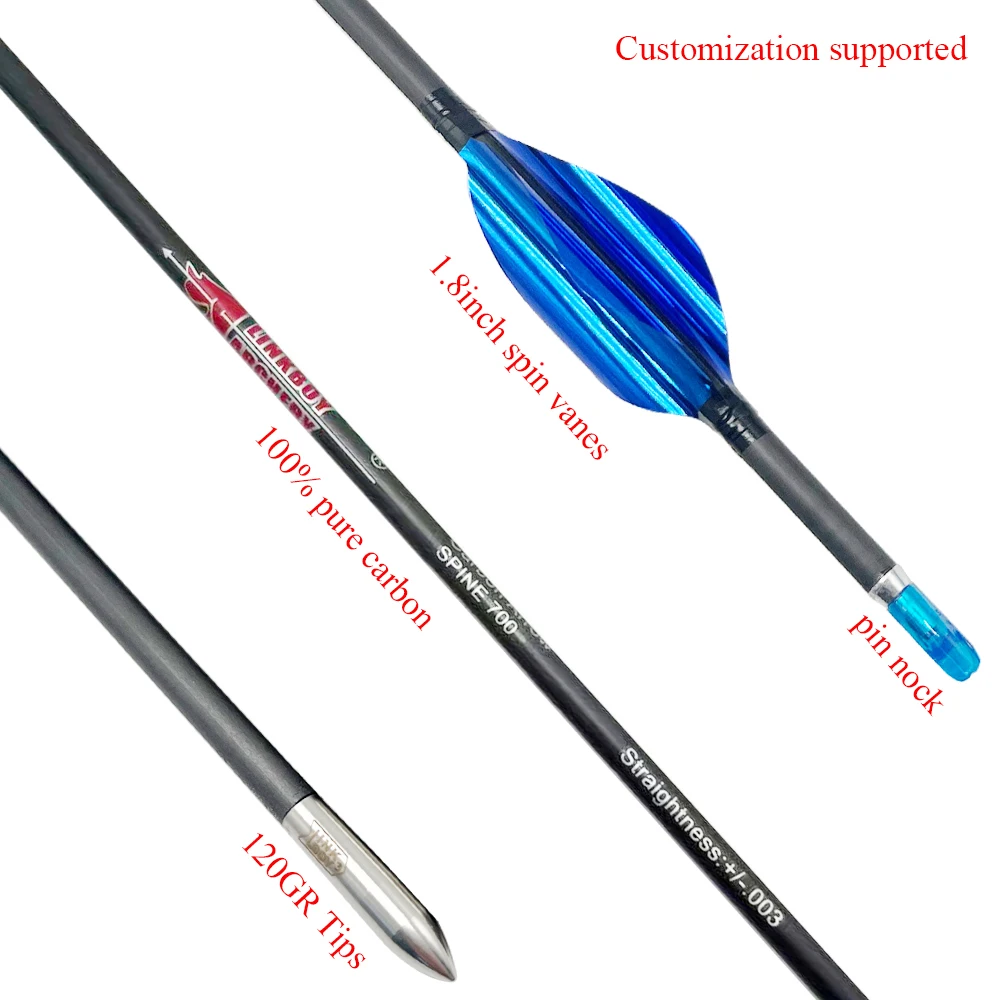 

6 шт. Id 3,2 мм Spine400-1000 стрела из чистого углерода для охоты блочного лука 1,8-дюймовые вращающиеся лопасти аксессуары для стрельбы из лука 32-дюймовые стрелы