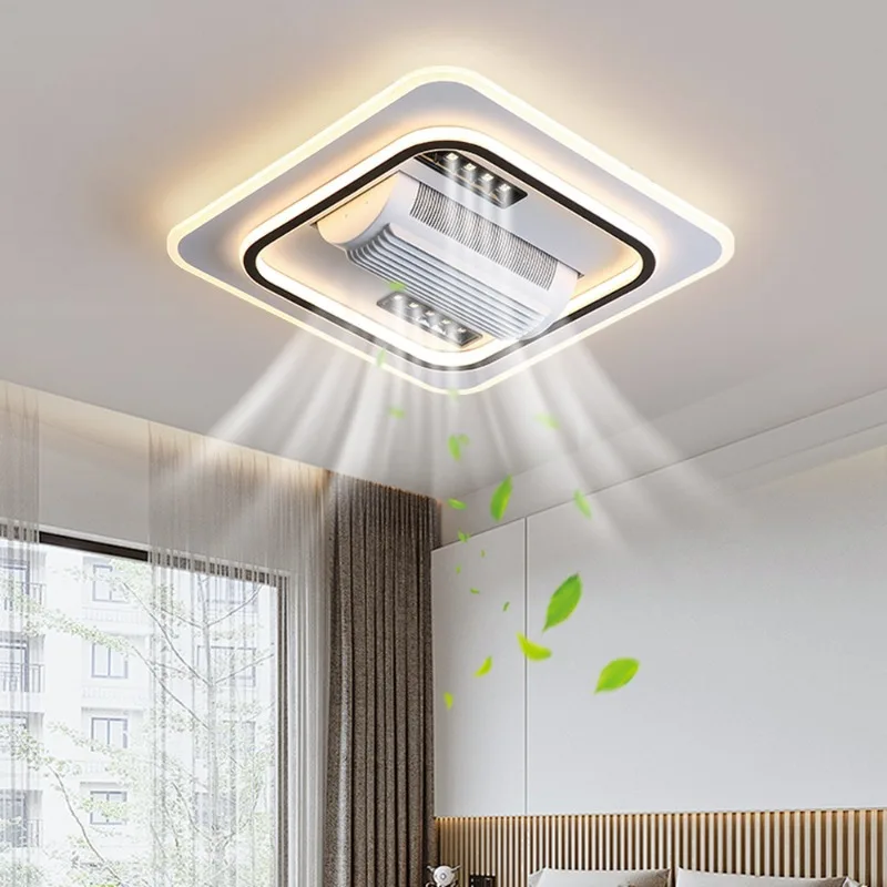 Modern Minimalist Invisible Bladeless Ceiling Fan Light Silent 6 Speed Remote Control For Living Room