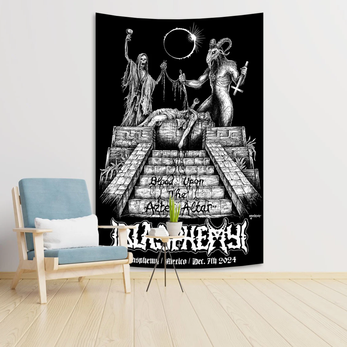 90x150cm Blasphemys Band Vlag Death Metal Band Tapestry Flags Poster Hippie Wall Hanging Bohemian Home Bedroom Sofa Blanket Back