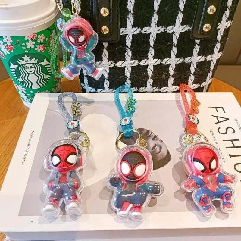 

Avengers Spider Man Cartoon Cute Figurine Ice Jacket Keychain Creative Backpack Pendant Car Collection Key Accessories Gift