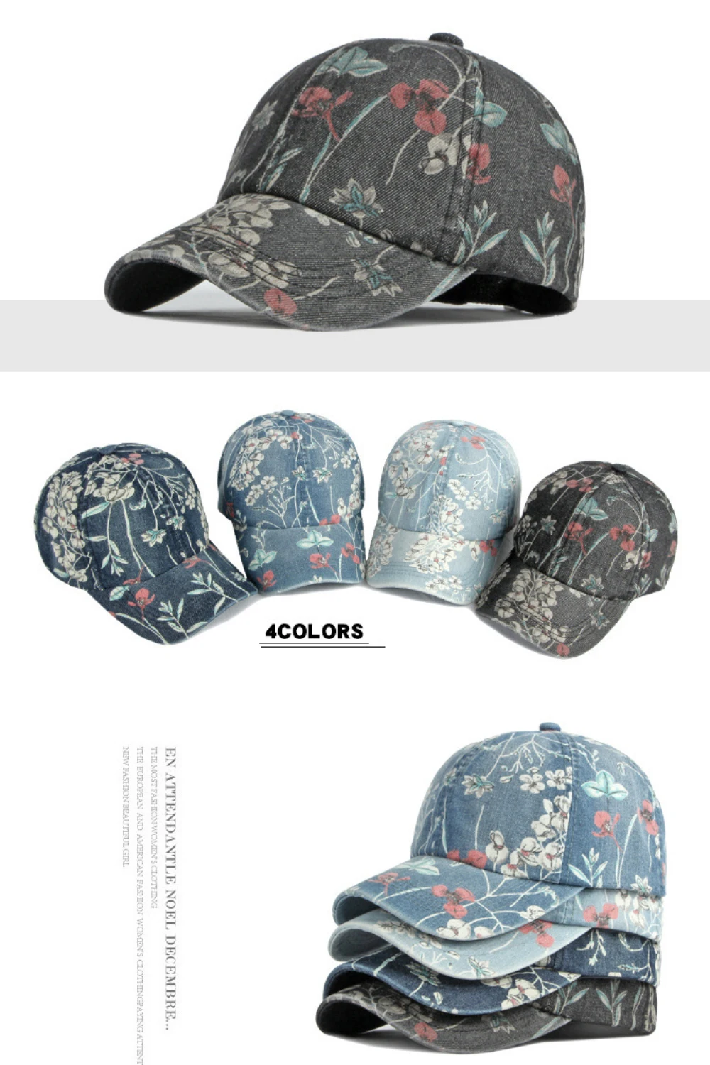 HT5090 Frühling Sommer Herbst Kappen für Männer und Frauen Stilvolle Blumen-Baseballkappe Unisex Verstellbare Snapback-Kappe Baumwoll-Baseballmütze – Detail 2