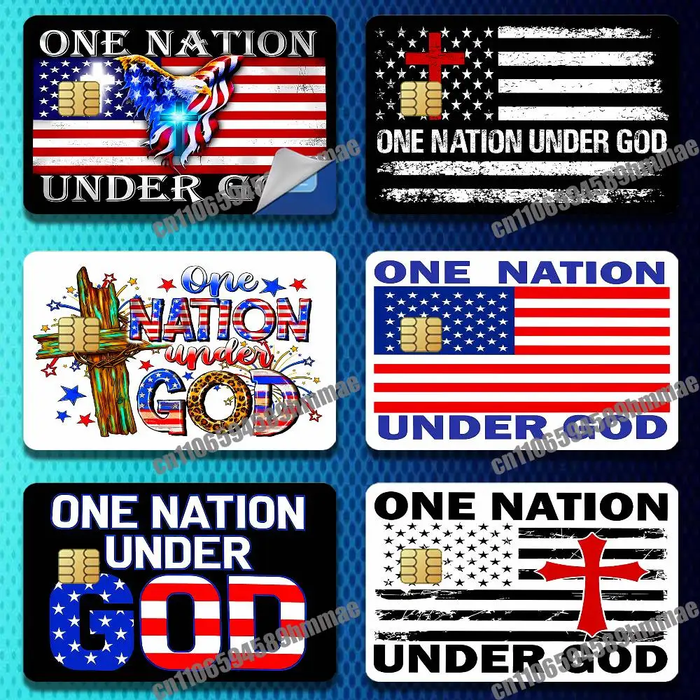 

For One Nation Under God Christian Christ Eagle Cross USA America Sticker Paper Credit Bank Credit Self-adhesive Card Cover