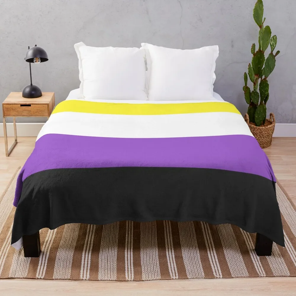 

Seamless Repeating Non-Binary Pride Flag Pattern Throw Blanket Camping Hairys Summer Beddings Blankets