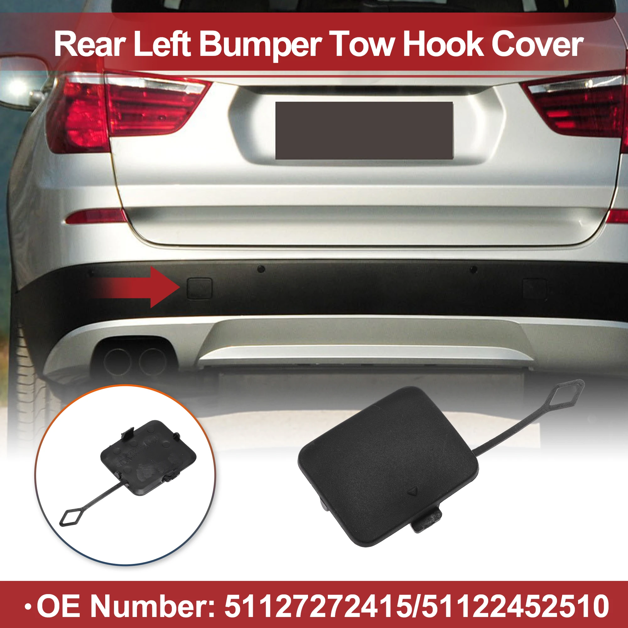 UXCELL Car Tow Hook Cover Cap for BMW X3 xDrive28i No.51127272415 No primer base color