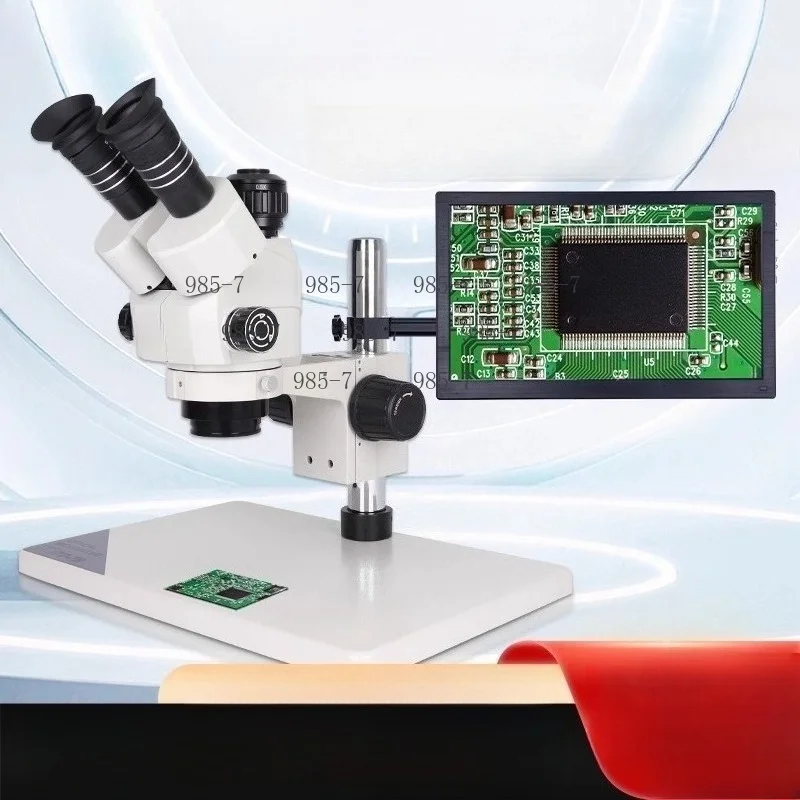 Trinocular Industrial Zoom Stereo Microscope 7x-45, Suitable for PCB & Mobile Phone Repair Work