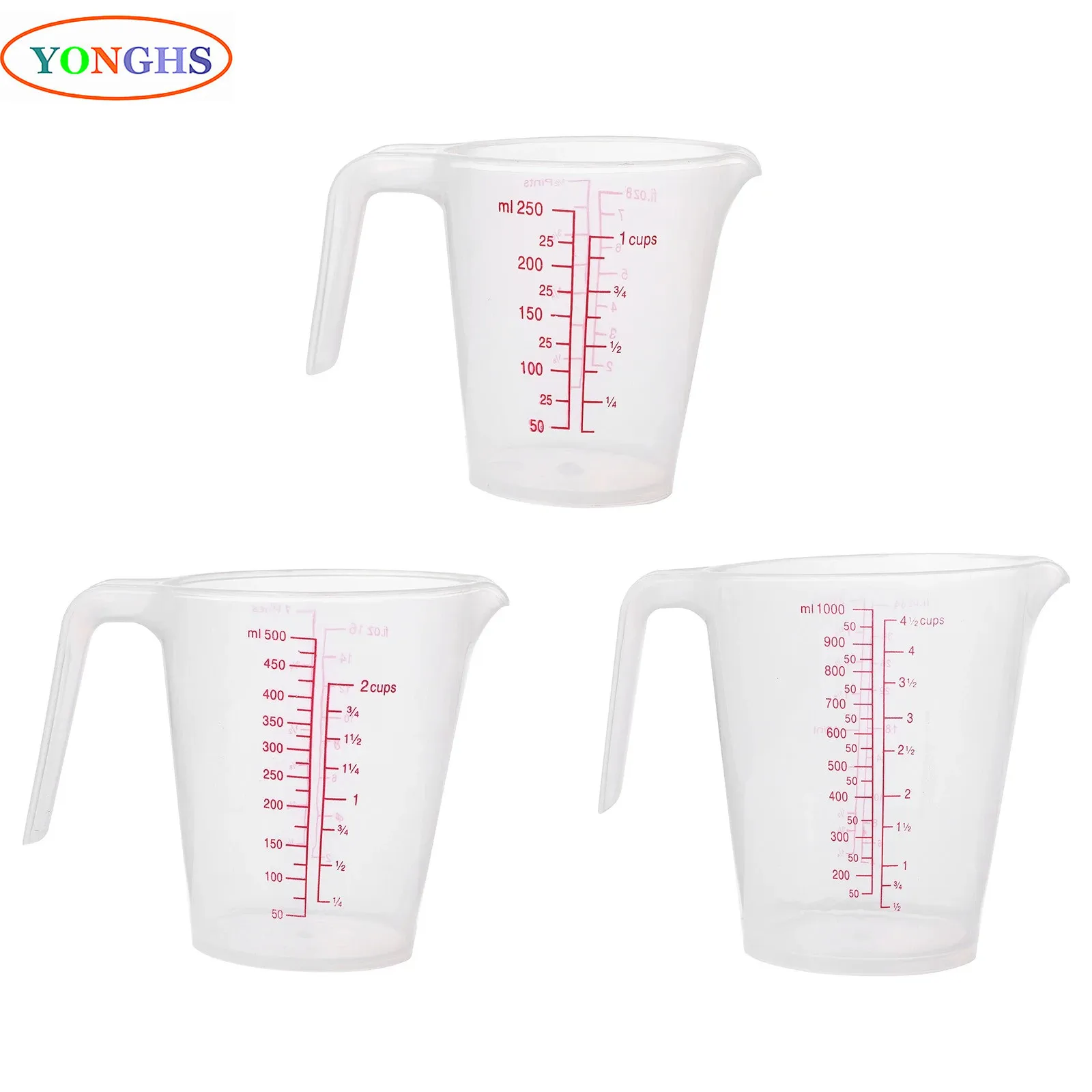 

Plastic Measuring Cup Kitchen Graduated Liquid And Dry Container Measuring Beaker with Handle And Spout for Laboratory Baking