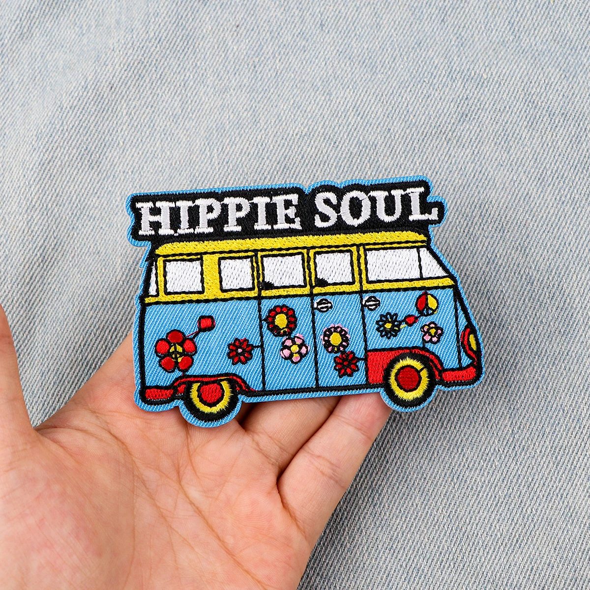 Bus Embroidery Patch Funny Quotes Iron On Patches For Clothing SOUL Thermoadhesive Patches On Clothes DIY Sew Badges