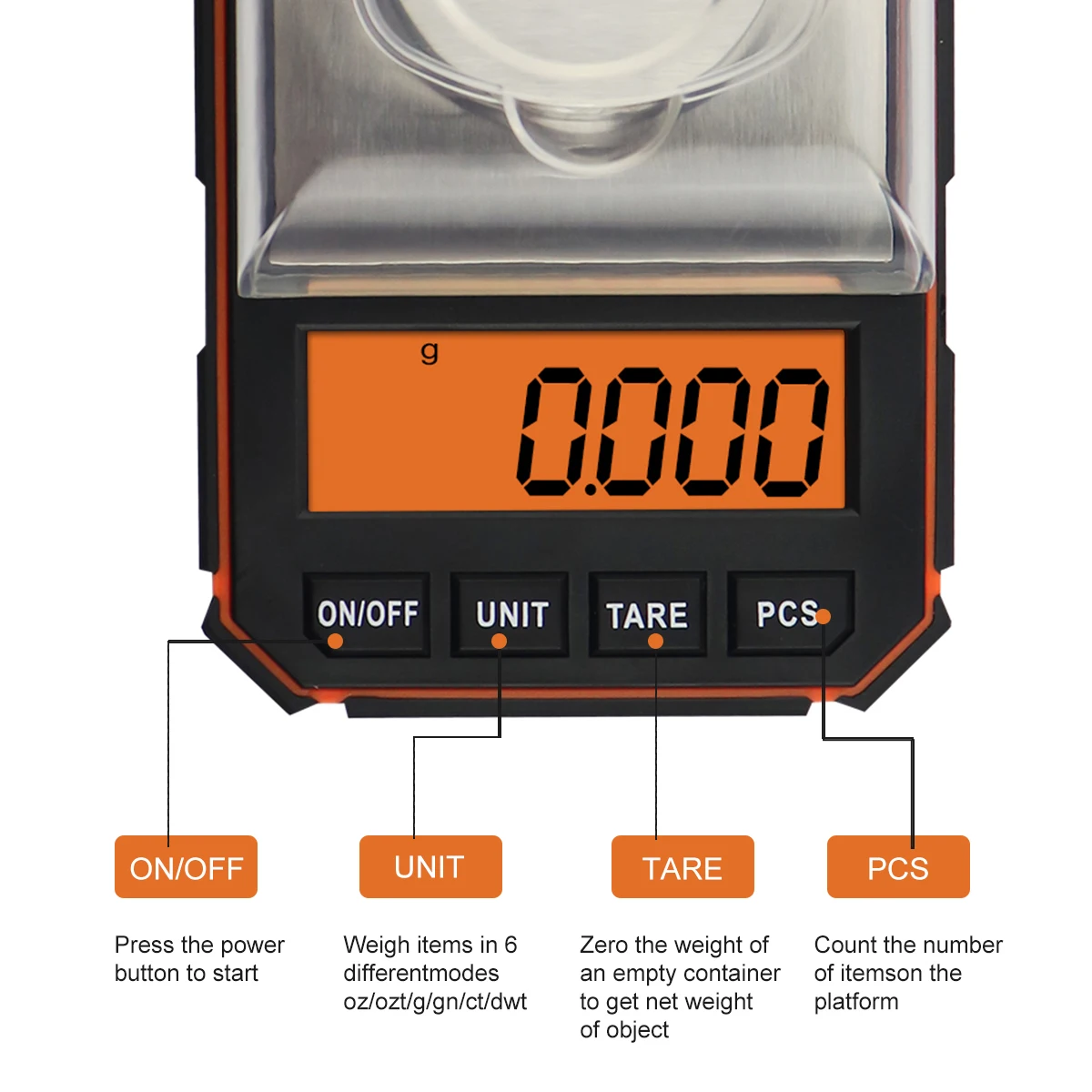 Imagem -03 - Balança Digital Eletrônica Portátil Mini Escala Precisão Professional Miligrama de Bolso 50g Pesos de Calibração 0.001g