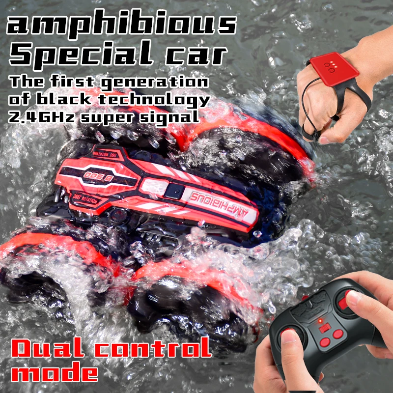 Gestude-sensing amphibious remote-controlled four-wheel drive off-road vehicle for boys and children, stunt rolling