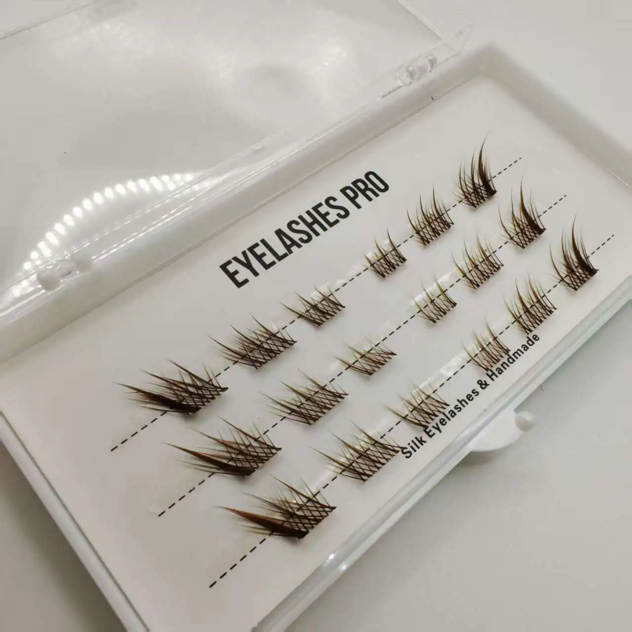 Brown SDJ DIY Hand Made Eyelash Extension Segmented Flase Lashes Lash Bundles Soft Ribbon Strip Eyelashes Makeup Lashes
