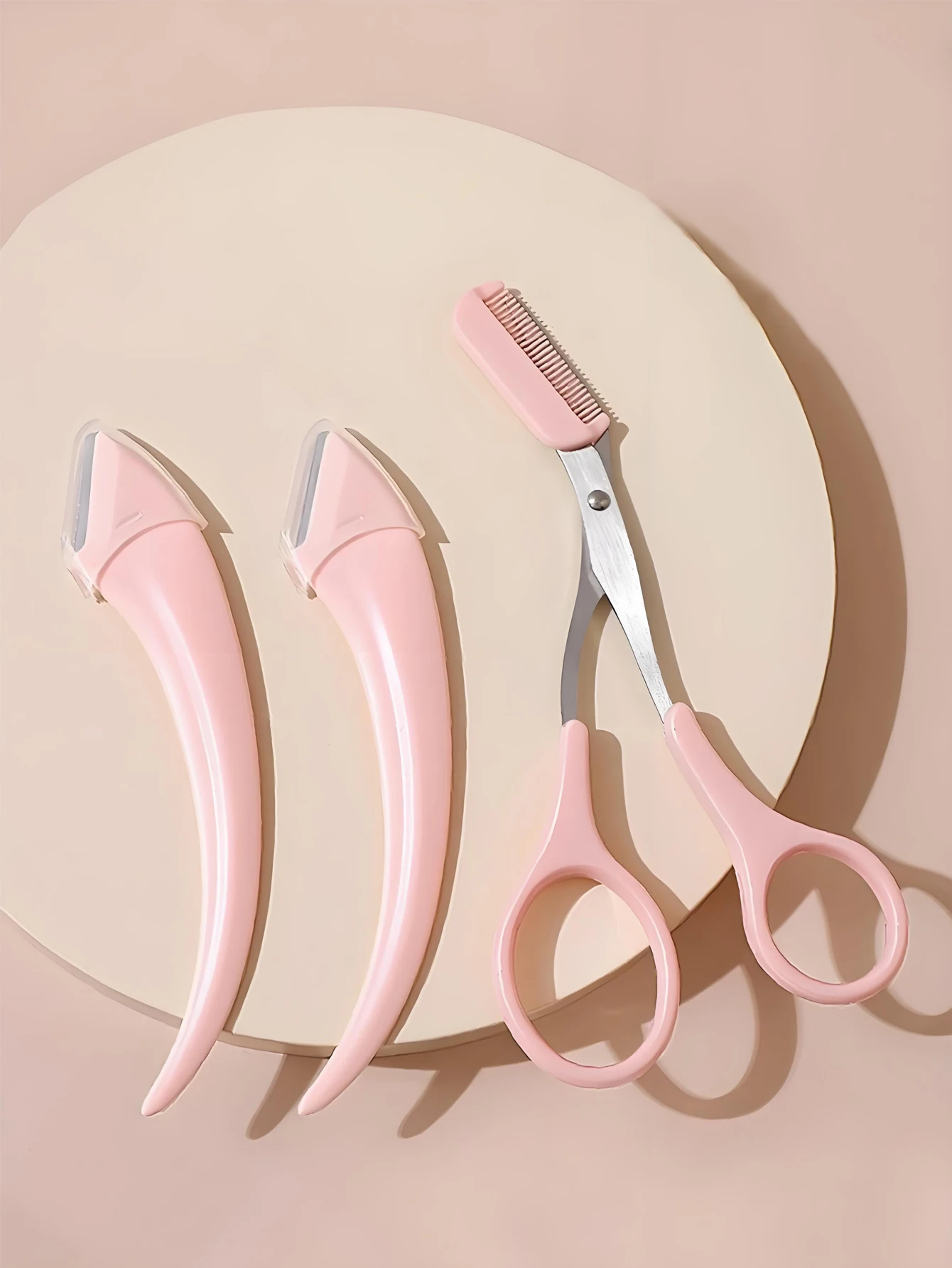 3PCS Eyebrow Razor Kit Safe Shaper Scissors Set for Beginners Professional Eyebrow Grooming Tools with Trimmer