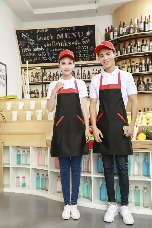 Apron customized logo Korean version fashion cotton coffee shop nail kitchen chef milk tea waterproof work clothes customized