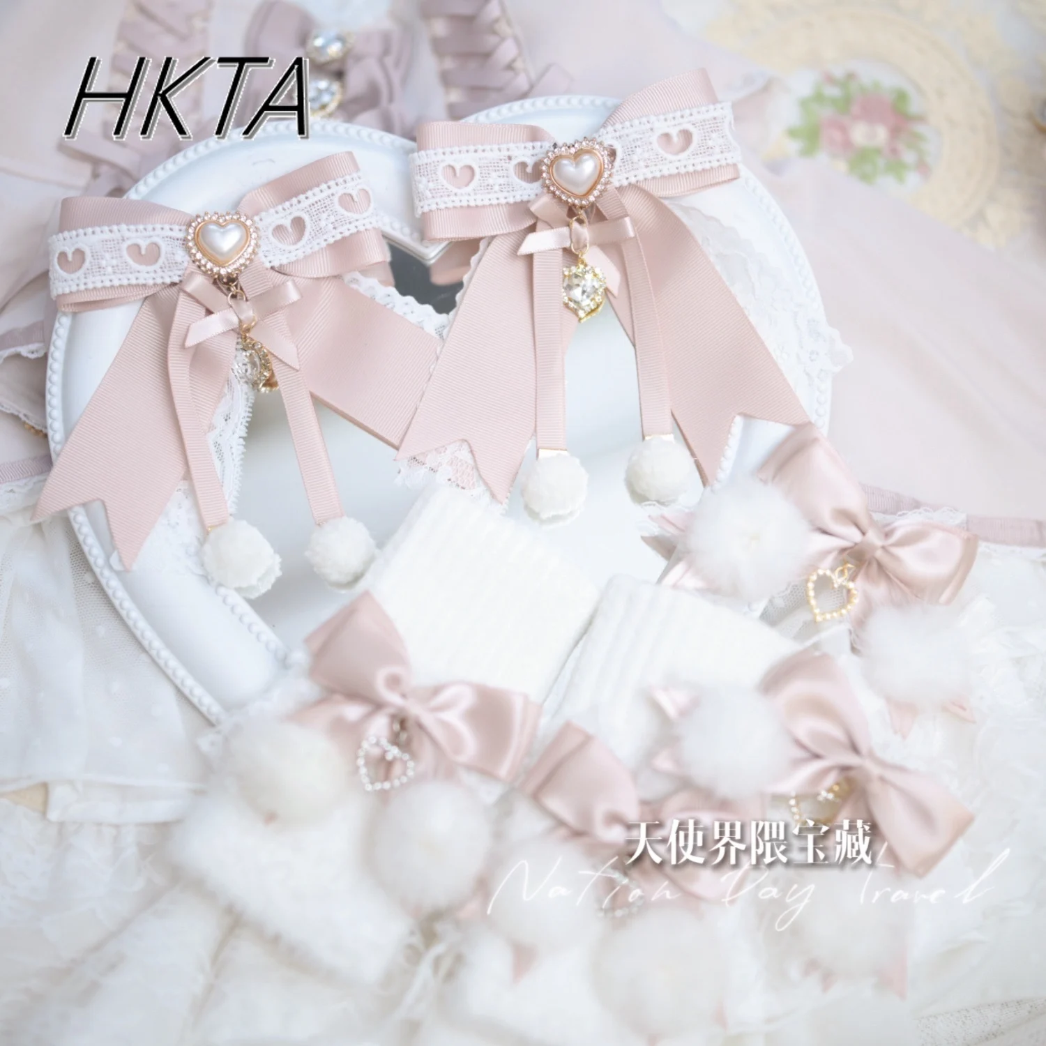 Japanese Hairball Love Lace Bow Clips Female Autumn Winter Mine Series Mass Production Side Clip Lolita Sweet Girl Liz Headdress