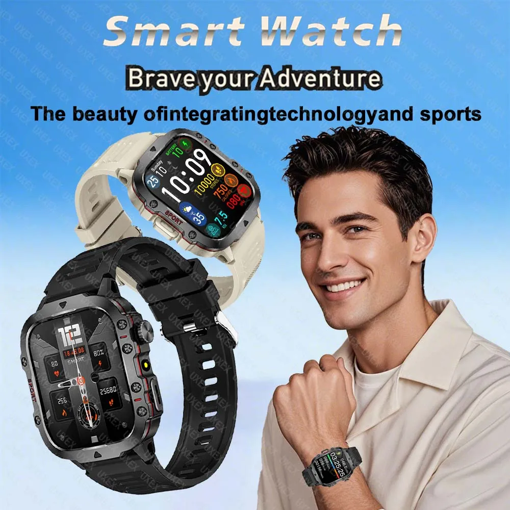2026 ساعات عسكرية جديدة للاستخدام الخارجي للرجال رياضية للياقة البدنية بلوتوث كال المقتفي مراقبة الصحة شاشة كاملة l ساعات متعددة الوظائف #5