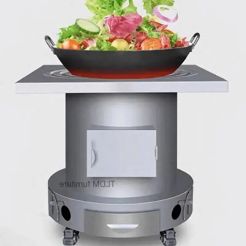 

Мобильный дымоход, горшок, большой деревянный обогреватель, сельский бытовой утюг, бездымный горящий дрова, сельская местность, уличная печь H