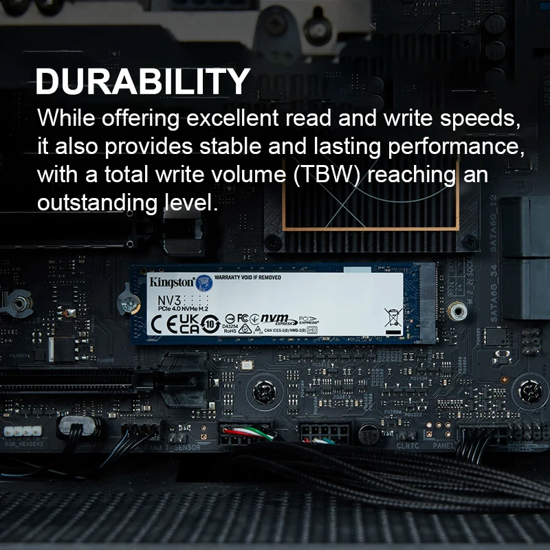 Immagine 7: Kingston NV3 SSD PCIe 4.0 Gen 4x4 500GB 1TB 2TB Fino a 6000Mb/s M.2 2280 NVMe Unità a Stato Solido per PC Disco Rigido Originale