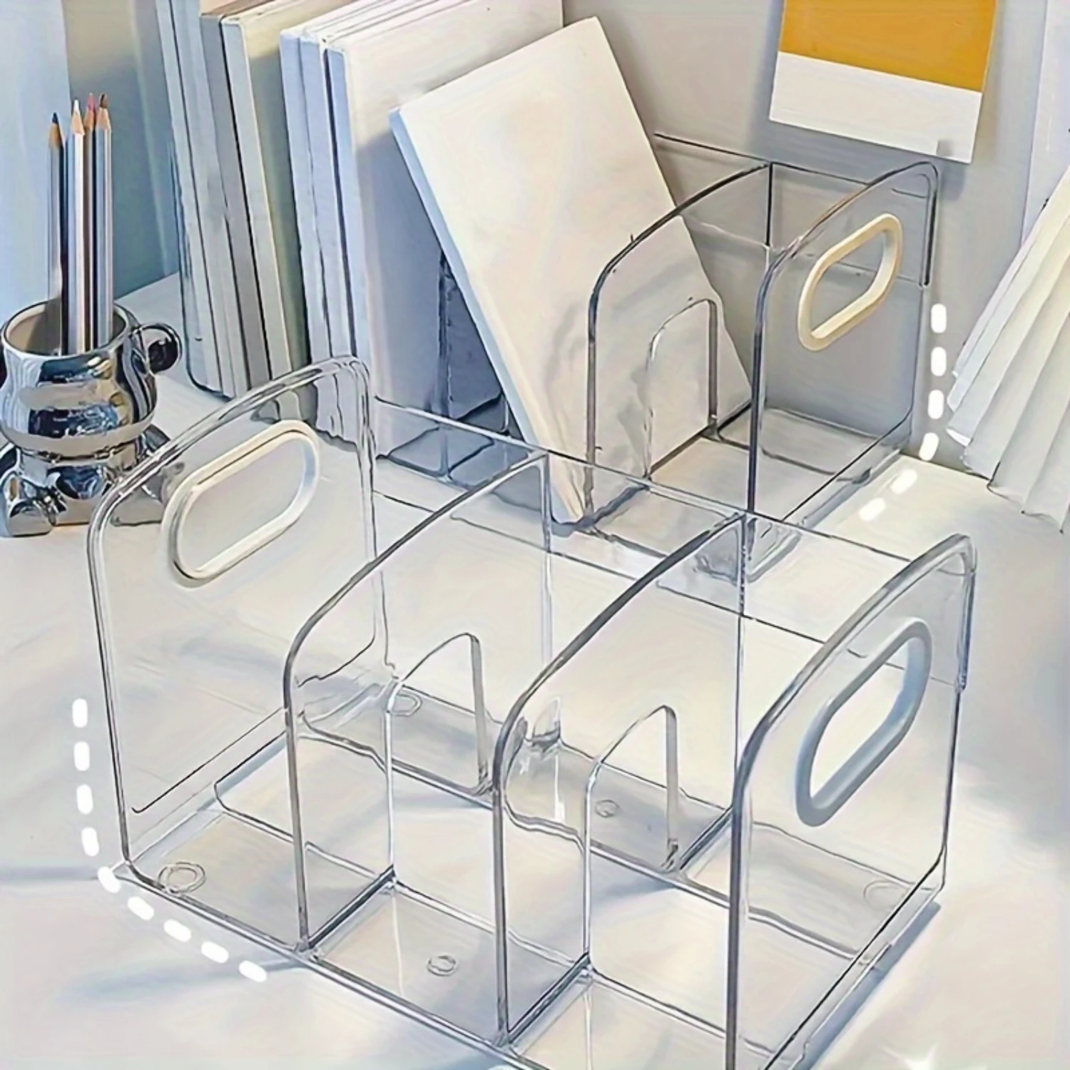 Office Desktop Bookshelf Desk Transparent  Box Workstation Finishing Book Document  Rack