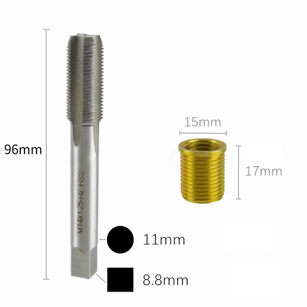 11pcs Thread Hole Repair Tools For M12 X 1.25 Inserts & For M14 X 1.25 Tap For Gasoline Engines Generators Diesel Engines