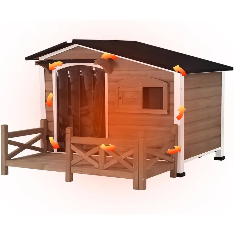 

Outdoor Dog House Dog Kennel with Strong Metal Frame Designed for Small Medium and Large Dogs Featuring a Large Platform and De