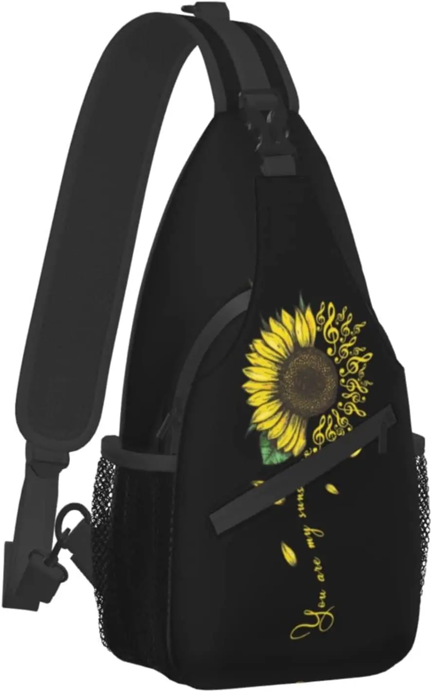 Sunflower Butterfly Shoulder Bags Mini Rope Sling Bag Crossbody Waterproof Chest Daypack for Hiking Travel Biking Climbing