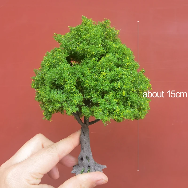 Modèle d'arbre à ressort 10/15/23cm, lumière jaune verte tendre, modèle d'arbre en fil fait à la main, modèle d'arbre à échelle fine, disposition du train ferroviaire