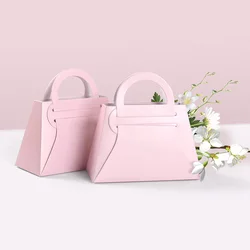 10Pcs Pink Handbag Candy Box Creative Mini Wedding Festival Favor Gift Box Fold Packaging Bag Engagement Birthday Party Supplies