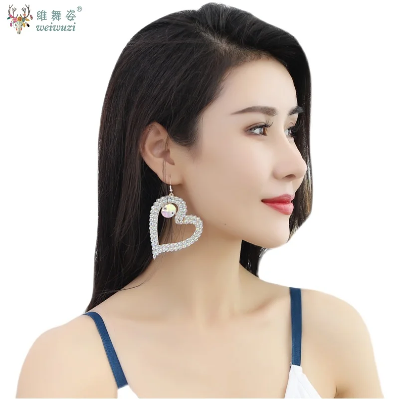 Belly Dance Rhinestone Earring Women Gypsy Jewelry Accessories Dancer Costume Dress Up Shine Rhinestone Double Sides2 Pairs/P