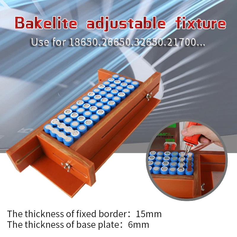 New Disassembled Bakelite Stuff 6x13 6x16 18650 Lithium Battery Adjustable Fixing Fixture Clamp Compatible Spot Welding Machine