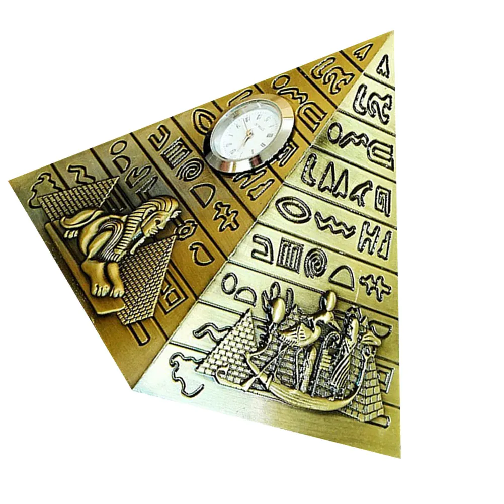 

Pyramid Clock Decor Home Living Room Ornament Desktop Travel Souvenir Table Top Atmosphere Gift Family Friends Life