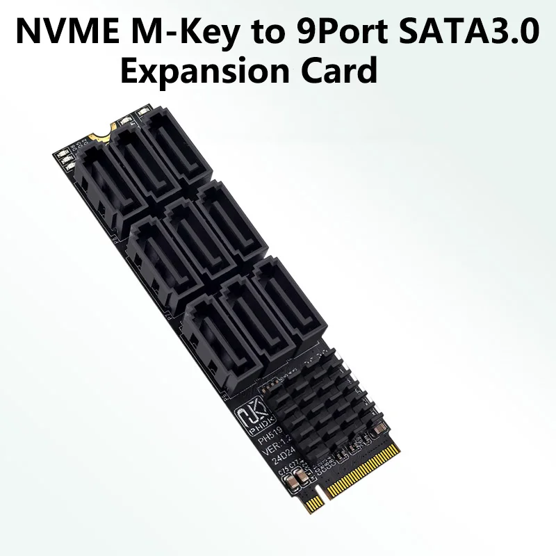 جديد M.2 NVME إلى 9 منافذ SATA 3.0 توسيع بطاقة الناهض محول SATA3.0 6Gbps تحكم مع مؤشر LED حجم 2280 للكمبيوتر المكتبي