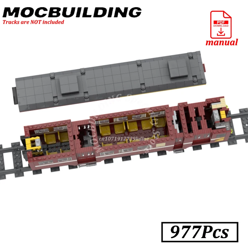 RC Train with Passenger Car Blocks Railway Remote Engine AM 73 Classic Model Moc Building City Railroad Brick Construction Gift