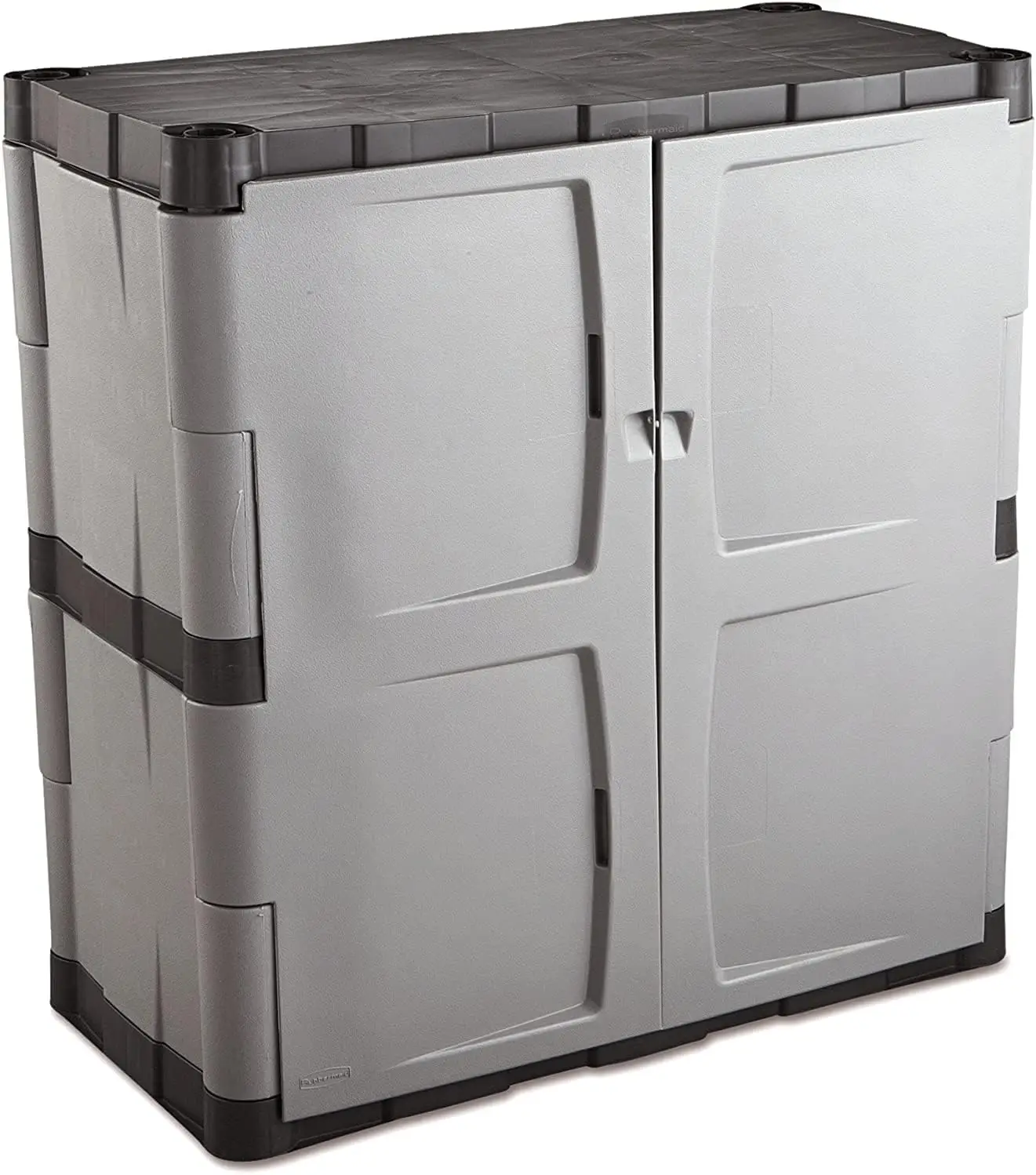 Rubbermaid-armario de almacenamiento independiente con puertas, gabinete bloqueable de dos estantes, 18 "D x 36" W x 37 "H, medio, gris/negro